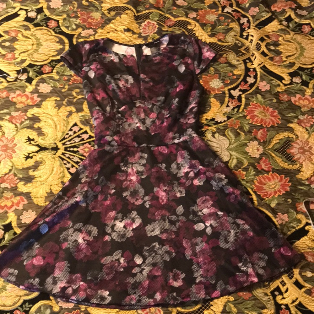 Aqua purple floral mini-dress